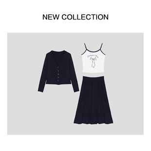 D5526013时尚休闲套装-6013上衣吊带黑色背心开衫