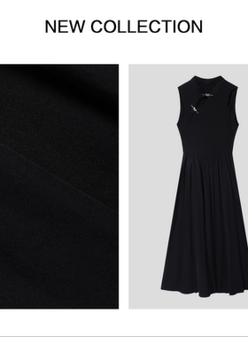 L5F26089简约高级黑色短袖气质高贵连衣裙6089裙子显瘦