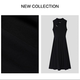 L5F26089简约高级黑色短袖 气质高贵连衣裙6089裙子显瘦