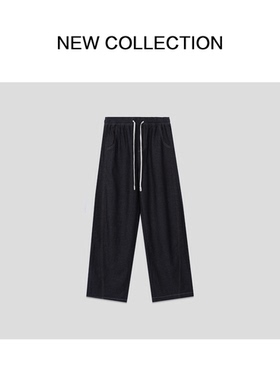 新款时尚百搭裤子K3538035-8035阔腿裤黑色宽松