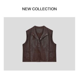 酷飒皮质感无袖马甲 J3538003