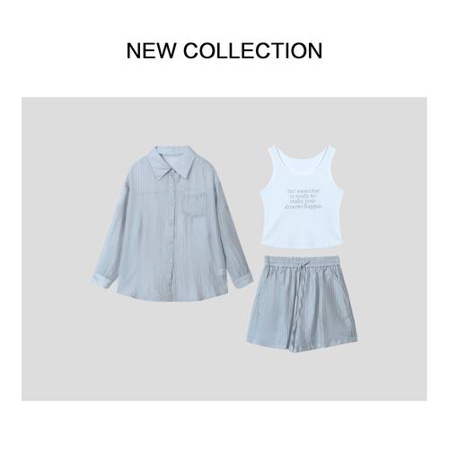 新款休闲背心+上衣+短裤套装 D352517B-2221