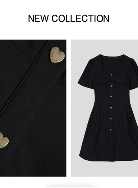 蝴蝶结收腰显瘦短袖连衣裙L1F28118