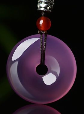 巴西天然玛瑙玉髓平安扣红绿粉糖色平安扣吊坠挂坠项链坠子情侣款