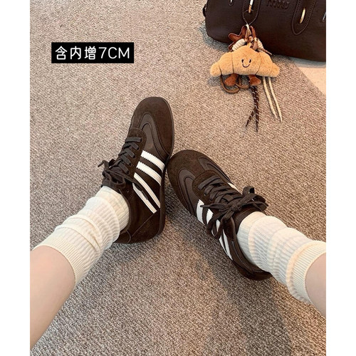 牛皮版~7CM内增高复古德训鞋女