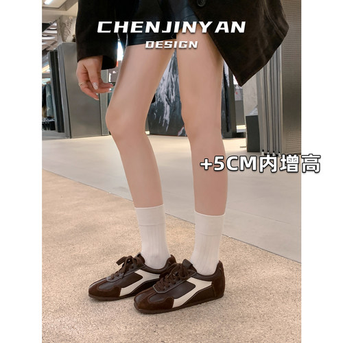 羊皮版！复古内增高阿甘德训鞋女