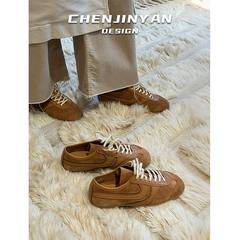 磨砂牛皮！内增高德训鞋女2025秋季新款savi休闲鞋dvn复古阿甘鞋