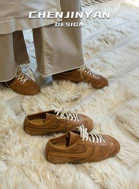 磨砂牛皮！内增高德训鞋女2025秋季新款savi休闲鞋dvn复古阿甘鞋