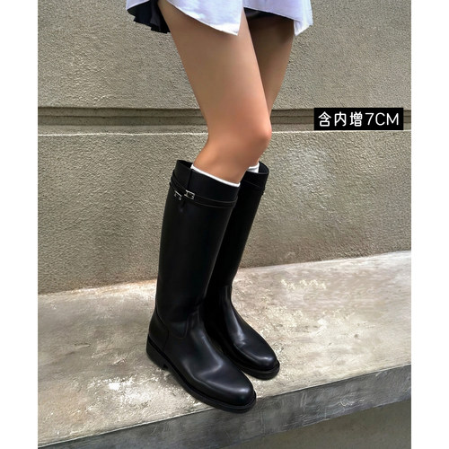 牛皮版~7CM内增高显瘦骑士靴女