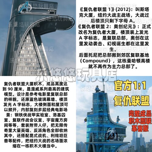 漫威复仇者联盟大厦成人高难度巨大型男孩子益智拼装积木玩具模型