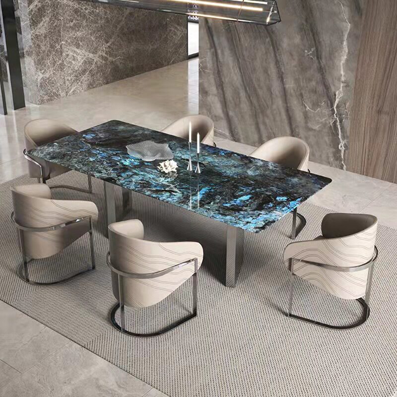 天然大理石餐桌家用微晶石小户型轻奢高端奢石桌子天然超晶石饭桌