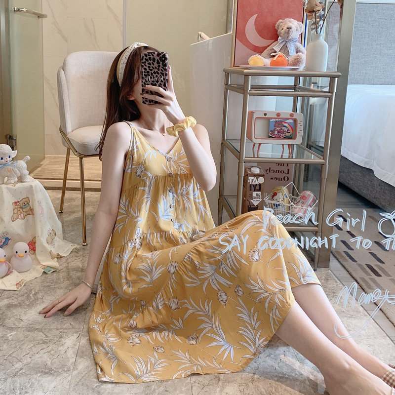 夏季睡裙女士薄款人造棉绸性感吊睡袍/浴袍