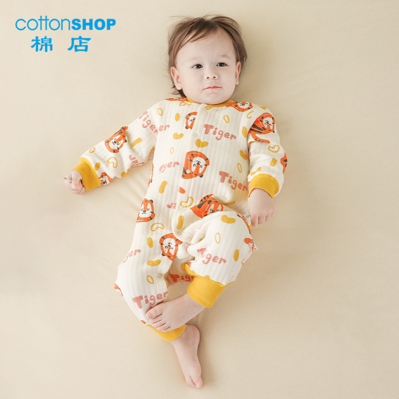 棉店婴儿夹棉连体衣秋冬保暖