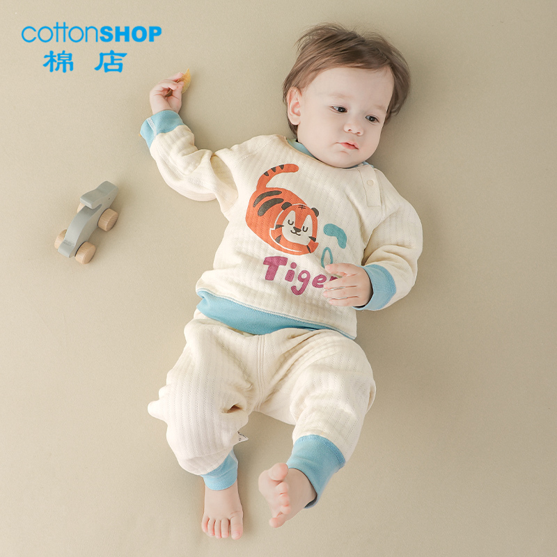 棉店宝宝夹棉睡衣套装秋冬保暖