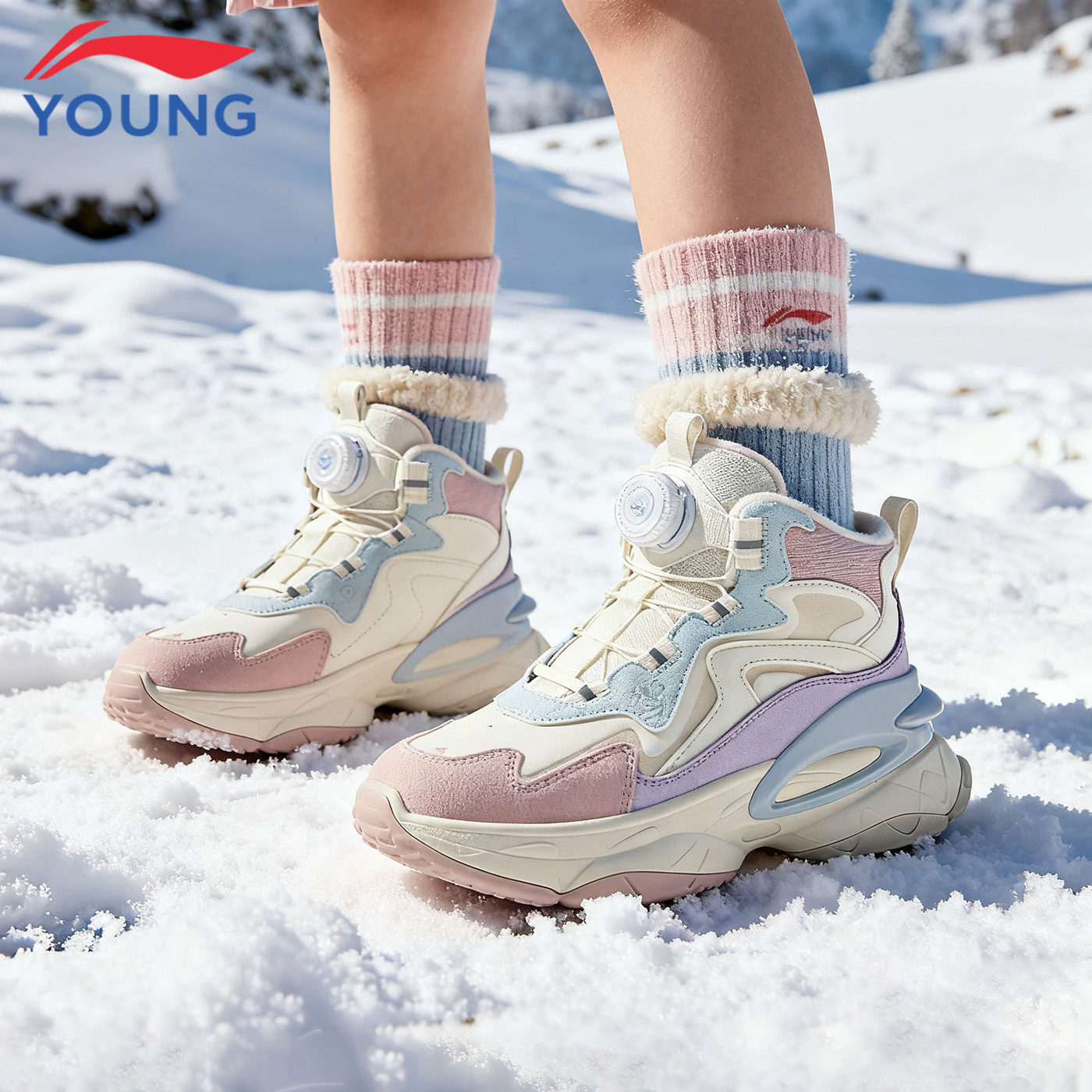 李宁女大童加绒二棉运动鞋冬款