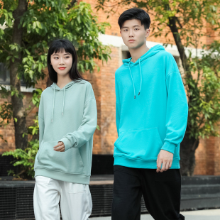 薄款全棉连帽卫衣定制时尚宽松落肩款工作服定制班服聚会服订做印