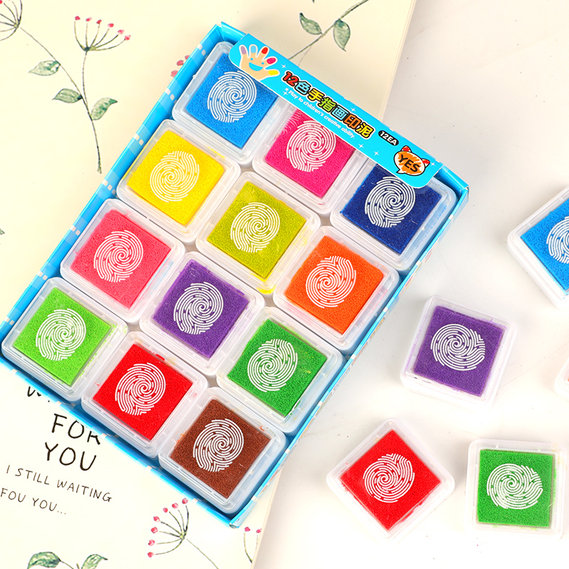 包邮儿童手指画印泥DIY绘画涂鸦印泥幼儿园可水洗手印画彩色印泥