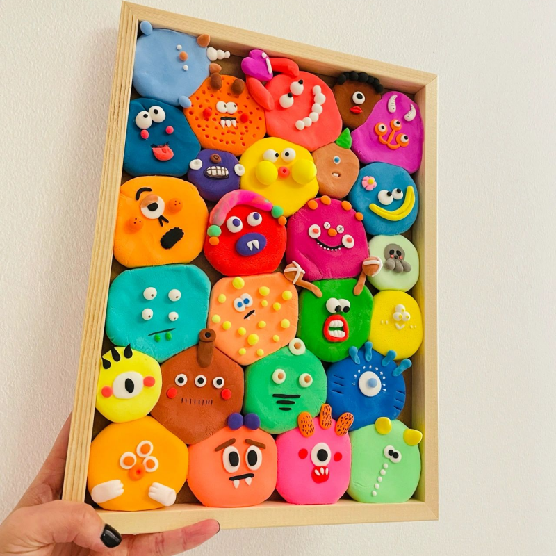 粘土画框立体木质超轻黏土儿童手工彩泥作品幼儿园diy环创制相框