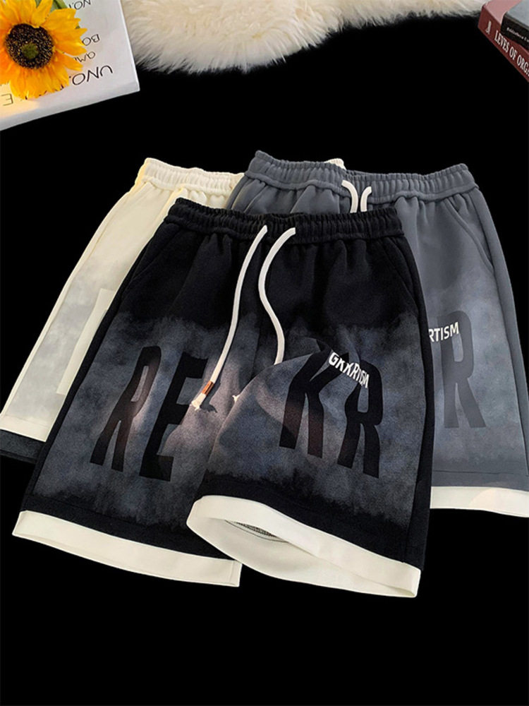 AMERICAN TIE-DYE FAKE TWO-PIECE BASKETBALL SHORTS MENS SUMMER WEAR TRENDY SPORTS OVERSIZE FIVE-POINT PANTS HIGH STREET