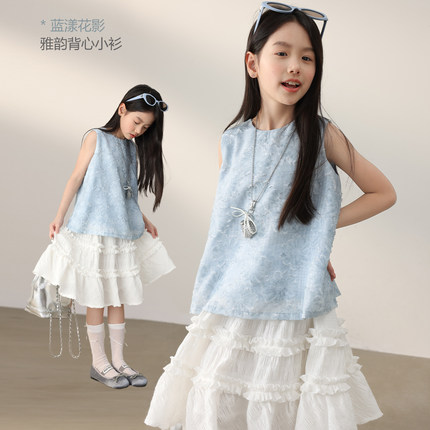 NORNOR陈大猪童装女童背心夏季超好看小衫大童女孩洋气儿童上衣女