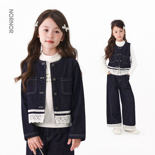 NORNOR女大童牛仔套装秋季新款