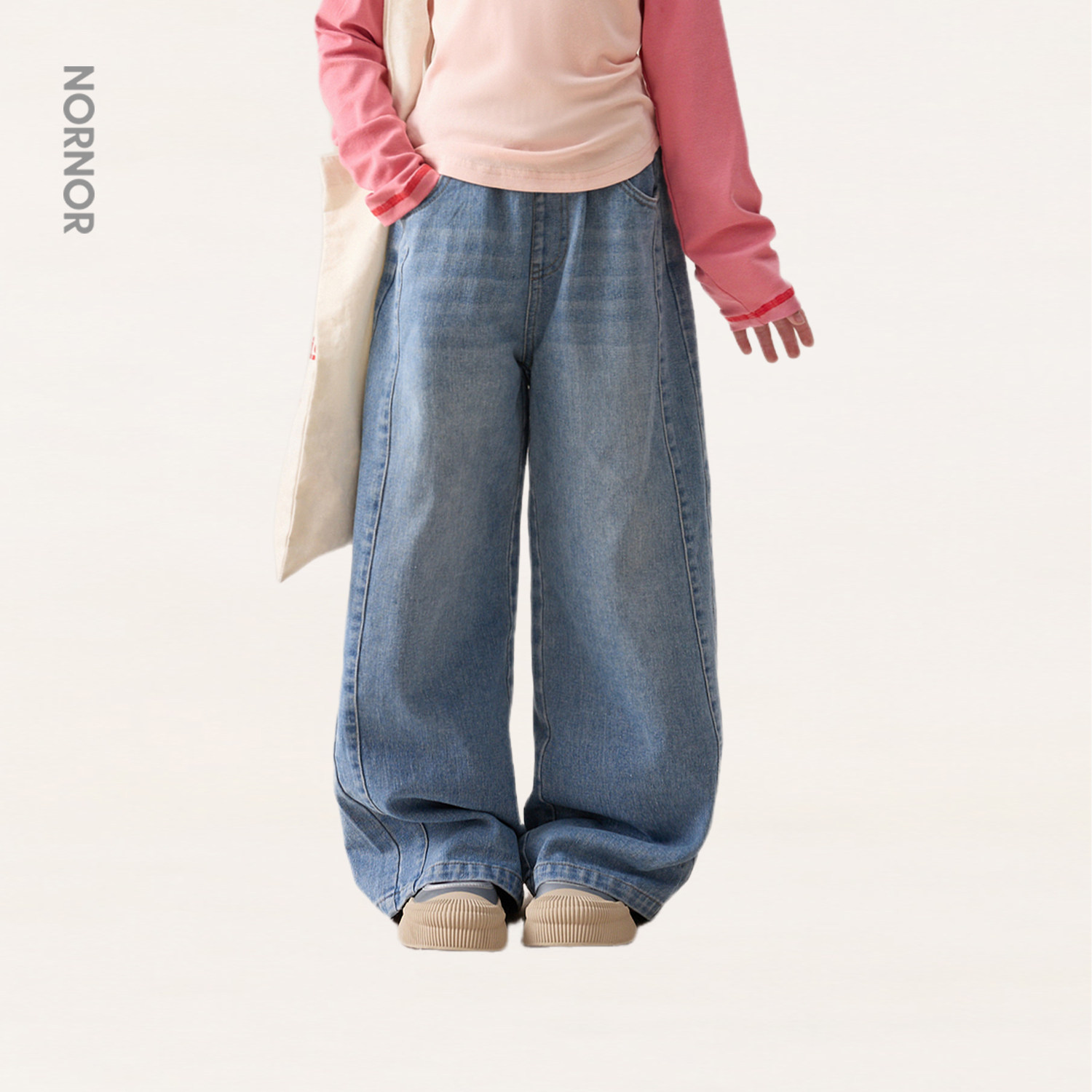 NORNOR陈大猪女童牛仔裤26春季薄款软感好看洋气儿童直筒裤子女孩