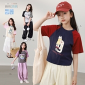 凉感透气好看圆领宽松儿童上衣 夏季 NORNOR陈大猪童装 女童T恤短袖