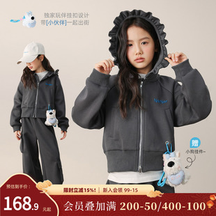 NORNOR陈大猪童装女童休闲套装女大童秋冬新款挂扣设计儿童运动装