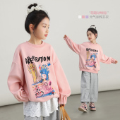 上衣大童女孩长袖 洋气儿童春装 女童卫衣春秋薄款 NORNOR陈大猪童装