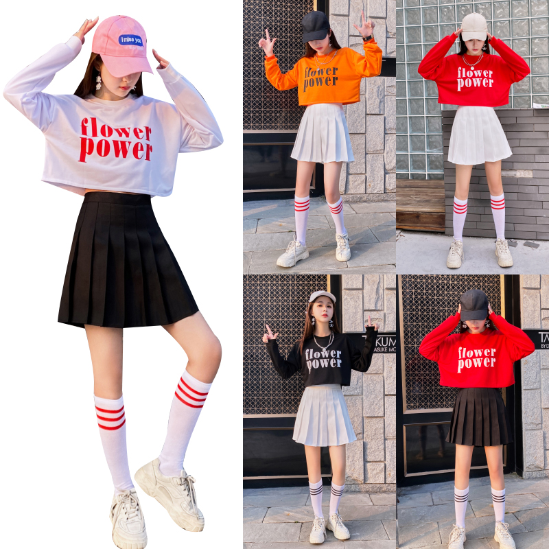 韩舞女团爵士舞蹈服卫衣长袖运动会拉拉队服高中学生啦啦操比赛服