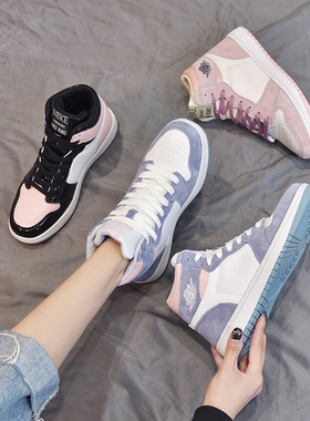 ins高帮鞋女真皮韩版ulzzang潮2025春秋新款网红加绒百搭运动板鞋