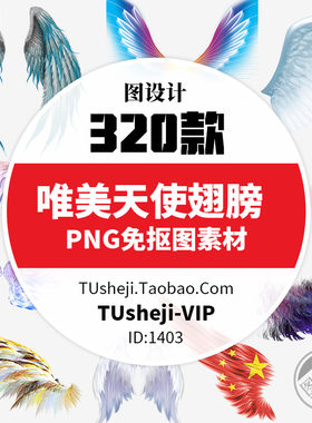 卡通手绘唯美天使翅膀PNG免抠图片艺术特效翅膀抽象翅膀素材