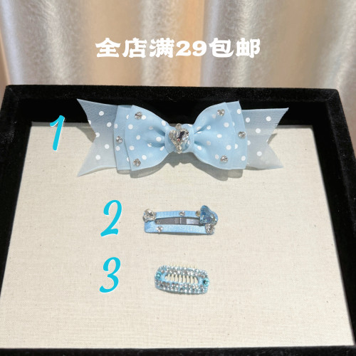 约克夏波点薄纱蝴蝶结发饰马尔济斯发夹小狗夹子宠物发卡狗狗头饰