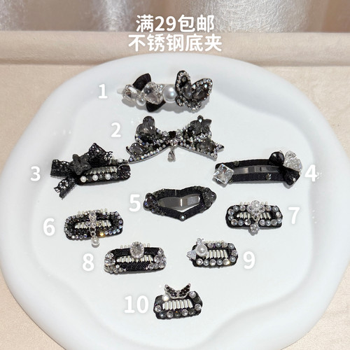 黑色蕾丝新款狗狗发夹宠物梳夹bb夹碎毛夹马尔济斯犬泰迪小狗发夹