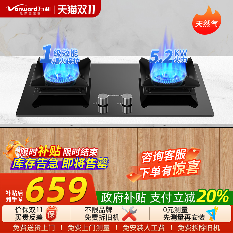 燃气灶家用双灶Vanward/万和