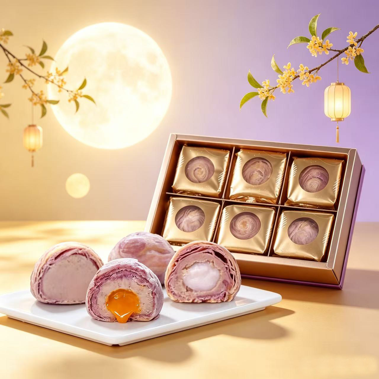 台湾特产中秋月饼糕点芋头酥紫晶酥奶黄流心酥综合口味礼盒伴手礼