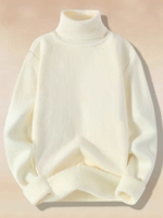 Мужской свитер, утепленная шерстяная демисезонная белая трикотажная утепленный лонгслив