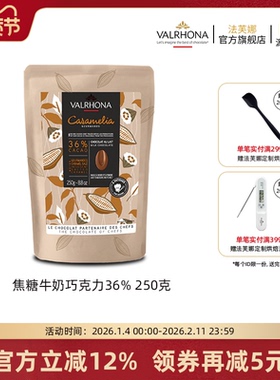 法芙娜原料法国进口焦糖巧克力豆可零食纯可可脂烘焙蛋糕36%250克