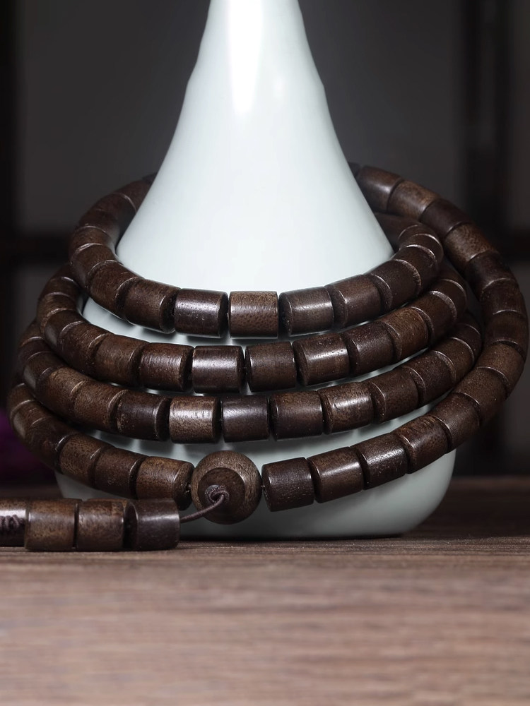 침향 팔찌 브루나이 부드러운 실크 부처님 비즈 팔찌 올드 배럴 비즈 남성과 여성을위한 108 충실도 천연 침향 나무