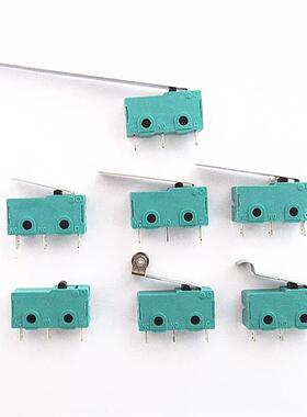 微动开关KW12-A银触点5A250V  KW11行程开关3脚无柄 绿色盖黑头