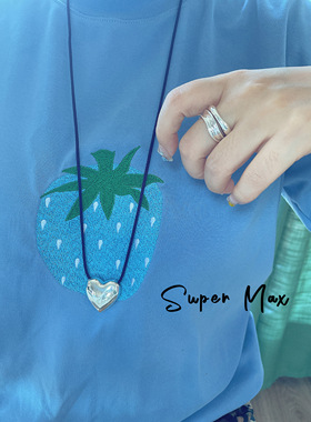 原创韩版S925纯银小众设计简约ins风长款叠戴百搭大爱心项链女