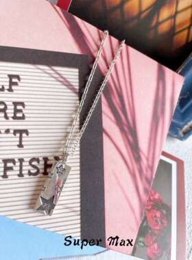 韩国东大门s925纯银简约复古星星吊坠不对称百搭ins极简叠戴项链