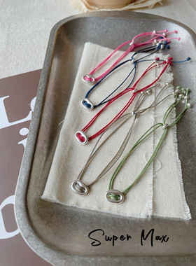 韩国东大门纯银925猪鼻子抽绳编织手绳手串闺蜜手链日韩手工