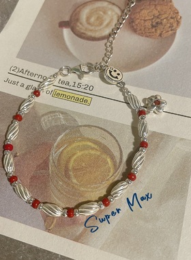 重工925纯银手工磨砂手链银圈