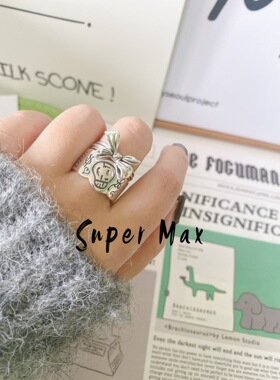 设计款涂鸦骷髅蝴蝶结可爱戒指