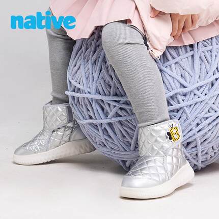 【Native官方正品】秋冬新品儿童绗缝时尚休闲短靴加绒轻便雪地靴