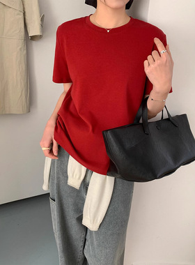 6UP早春韩系极简纯色棉T恤短袖广州13行新款多色百搭上衣女91187