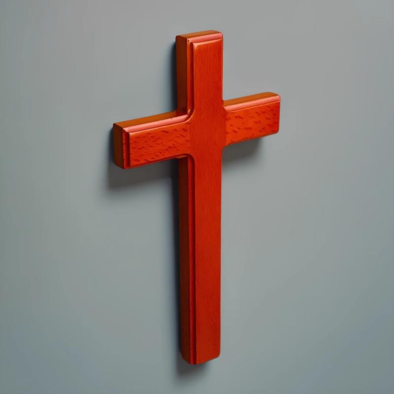 红色十字架实木挂件十字架装饰品