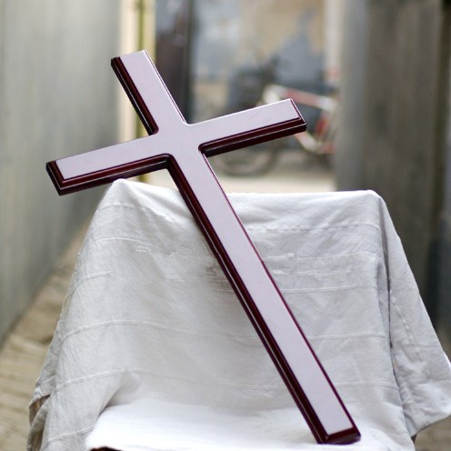 实木十字架红木色挂墙装饰