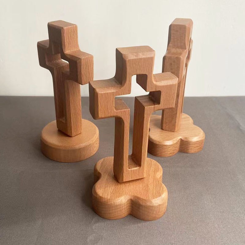 实木十字架桌面摆件礼品